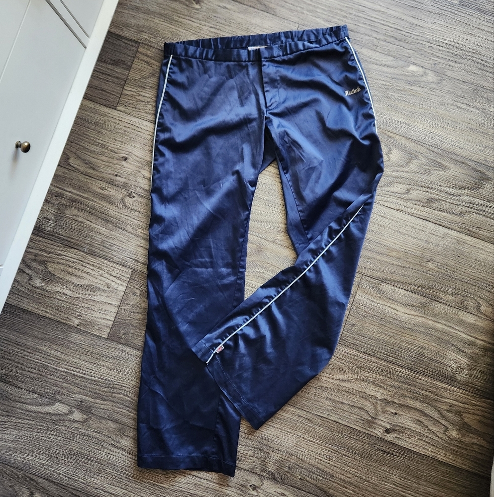 Vintage Reebok Blue Satin Low Waist Track Pants Size 12
